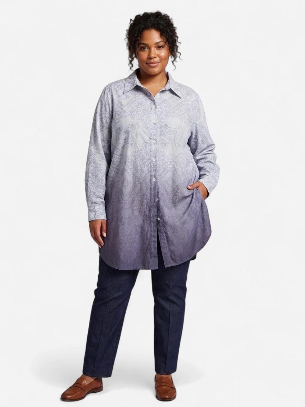 Style & Co. Lavender-Purple Paisley Button-Up Shirt